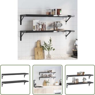 vidaXL Vidaxl Estantes De Pared 2 Uds Acero Inoxidable Negro 100x30 Cm