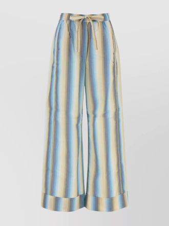 Ganni embroidered cotton wide-leg trousers