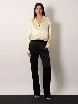 Tom Ford Womens Stretch Satin Trousers Black Silk