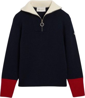 Ami Maglione con zip e colletto in lana - - Sweatshirts & Hoodies - Uomo - Blu - L