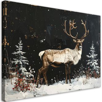 Feeby Cuadro En Lienzo, Renos Invierno Nieve &Aacute;rboles De Navidad, 120x80