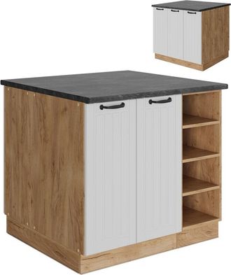 Vicco Isla De Cocina Fame-line, Blanco Casa De Campo, 90 Cm Con Caj&oacute;n, Sin Encimera, Vicco