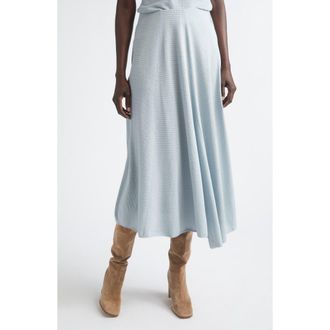 Lafayette 148 New York Textured Knit Asymmetric Midi Skirt in Venetian Sky at Nordstrom, Size X-Large