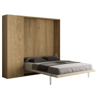 Itamoby Cama abatible 160 vertical con mueble effecto madeira roble natural