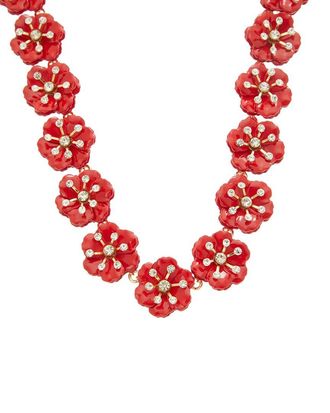 Carolina Herrera CZ Enamel Small Flower Necklace