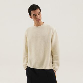 1989 STUDIO Maglione bianco a coste con spacchi