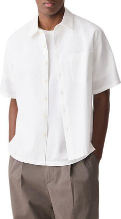 Theory Weekend Short Sleeve Thermal Button-Up Shirt in White - 100 at Nordstrom, Size Xx-Large