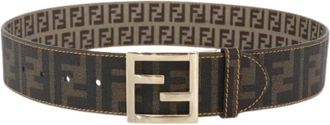 Fendi Pre-owned Belts, female, Brown, Size: ONE SIZE Pre-owned Vintage Zucca Canvas Leather Belt