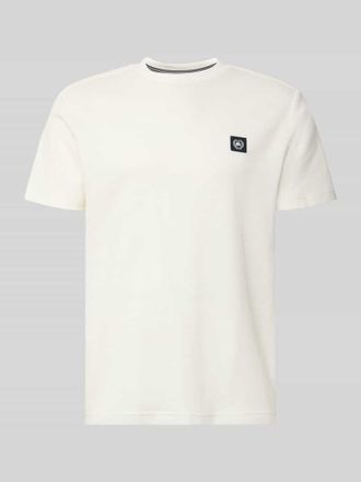 Lerros T-Shirt mit Label-Patch und Rundhalsausschnitt in Offwhite, Gr&ouml;&szlig;e XXXL