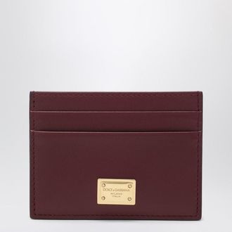 Dolce & Gabbana Bordeaux leather cardholder with logo plate