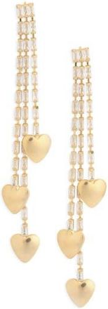 Eye Candy Los Angeles Trinity Cubic Zirconia Heart Drop Earrings in Gold at Nordstrom Rack
