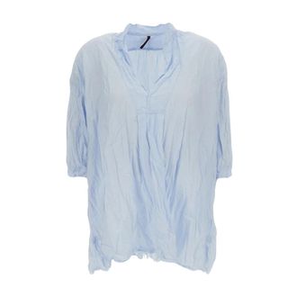 Daniela Gregis Blouses, female, Blue, Size: S Crinkled Cotton Shirt