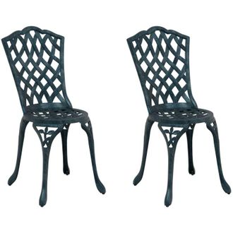 vidaXL Silla De Jard&iacute;n Con Coj&iacute;n 2 Pcs Verde 55 X 56.5 X 91cm Aluminio Vidaxl
