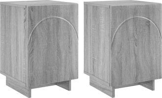 vidaXL Mesa De Noche 2 Pcs Sonoma Gris 33,5 X 34,5 X 50 Cm Vidaxl