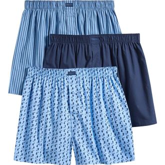 Tommy John Assorted 3-Pack Woven Cotton Boxers in Micro Sharks Vista Blue at Nordstrom, Size Xx-Large