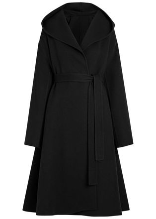 Alaia Belted Hooded Wool Wrap Coat - Black - 38 (UK10 / S)