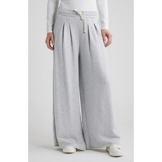 Boss Orange by Hugo Boss Elenyx Pleated Wide Leg Drawstring Pants in Open Grey at Nordstrom, Size X-Large