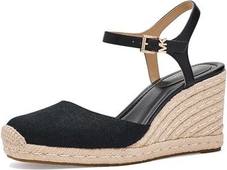 Michael Kors Kenzie Wedge Sandals Womens Wedge Shoes Black : 6.5 M, Leather