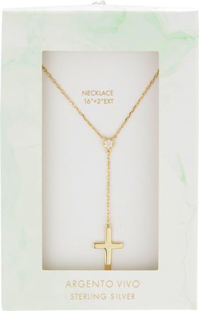 Argento Vivo Pav&eacute; Circle Cross Lariat Necklace in Gold at Nordstrom Rack