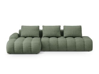 Cosmopolitan Design Sof&aacute; cama esquinero 3 plazas tejido estructural verde oliva oscuro