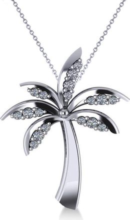 Allurez Diamond Summer Palm Tree Pendant Necklace 14k in White Gold at Nordstrom, Size 18