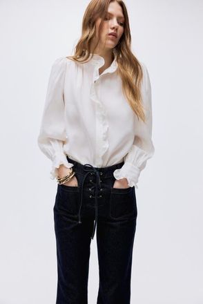H&M Flared High Jeans in Dark Denim Blue at Nordstrom, Size 16