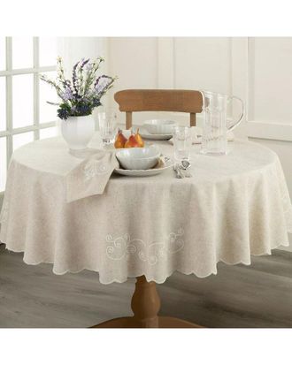Lenox French Perle Linen Embroidered Tablecloth