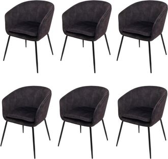 Hhg [nunca Usado] Juego De 6 Silla De Comedor Hhg-074, Silla De Cocina Silla Tapizada, Tela/textil (340g/m&sup2;) Metal, Gris Oscuro