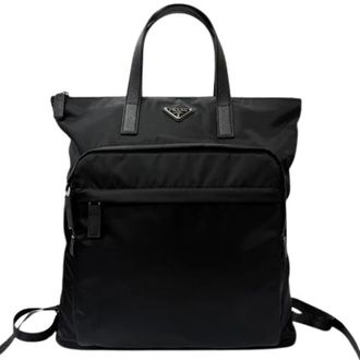 Prada Pre-owned Re-Nylon 2-Way Tote Backpack - Dames - Pre-owned - Zwart - Maat: ONE Size Nylon
