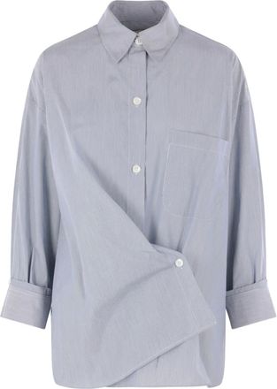 TWP Asymmetrisch gestreepte blouse - Grijs