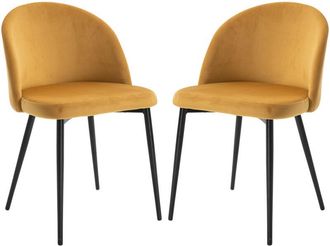 HOMCOM Homcom - Pack de 2 sillas de comedor tapizadas en terciopelo sillas de cocina con respaldo acolchados patas de metal carga 90 kg para sal&oacute;n 49x50x77