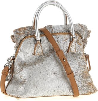Maison Margiela Womens 5ac Mini Top Handle Bag Silver Sheepskin Leather