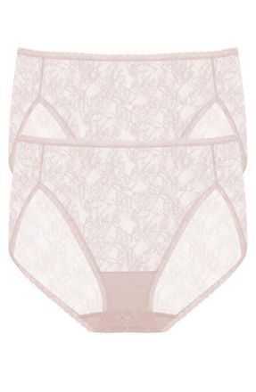 Natori Bliss Allure Lace One Size French Cut Brief 2-Pack in Rose Beige at Nordstrom