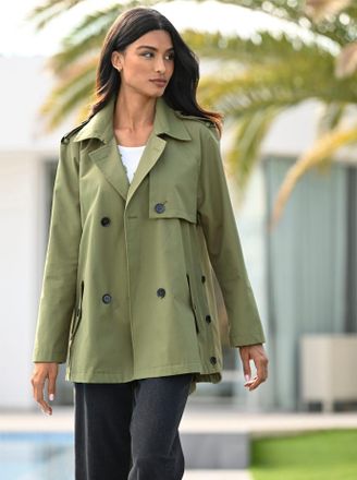 Heine Langjacke HEINE, Damen, Gr. 34, schwarz, 64% Baumwolle, 36% Polyamid, Innenseite:100% Polyester, &Auml;rmelfutter:100% Polyester, unifarben, Jacken Langjac