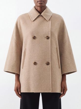 Max Mara Double-Breasted Knee-Length Cashmere Coat with Dropped Shoulders