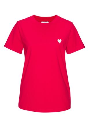 Lascana T-Shirt LASCANA, Damen, Gr. 32/34, rot, Jersey, Obermaterial: 100% Baumwolle, unifarben, figurumspielend h&uuml;ftlang, Rundhals, Shirts T-Shirt, mit s&uuml;sse