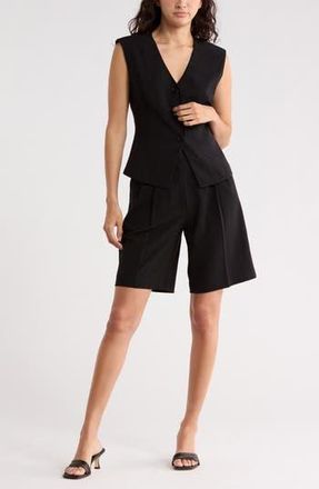 Leith Brooklyn Pleat Front Bermuda Shorts in Black at Nordstrom Rack, Size 2