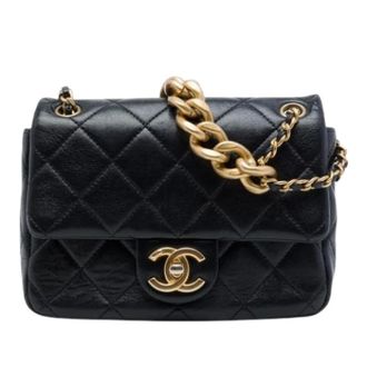 Chanel Pre-owned Vintage Quilted Crossbody - Dames - Pre-owned - Zwart - Maat: ONE Size Leer
