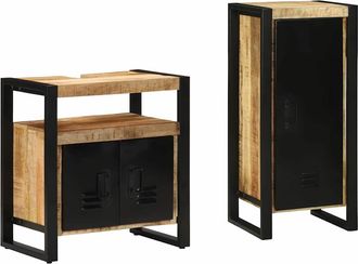 vidaXL Juego De Muebles De Ba&ntilde;o 2 Uds. Marr&oacute;n Y Negro Vidaxl