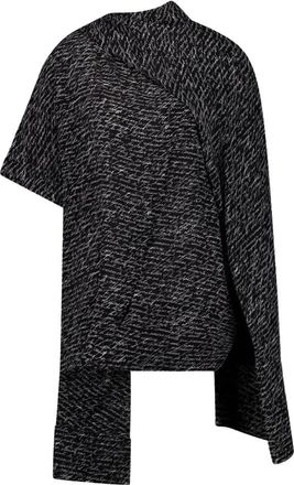 Balmain Zwarte Script Print Zijden Blouse - Dames - Blouses - Zwart - S - Overhemden
