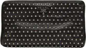 Prada Pre-owned Clutches, female, Black, Size: ONE SIZE Pre-owned Studded Clutch