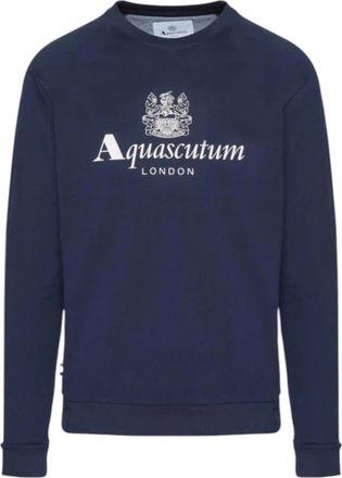 Aquascutum Big Logo Crewneck - Heren - Sweatshirts - Blauw - XL - Katoen - Hoodies & sweatvesten