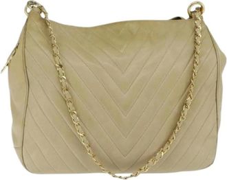 Chanel Pre-owned Shoulder Bags, female, Beige, Size: ONE SIZE Pre-owned Vintage Leather Shoulder Bag