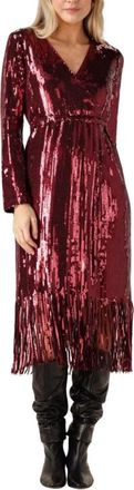 Y.A.S Yastio LS Sequin Dress - Dames - Feestkleedjes - Rood - XS - Polyester - Kleedjes