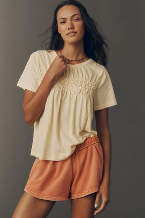 Pilcro Short-Sleeve Smocked Tee