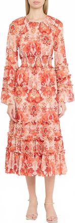 Cinq &agrave; Sept Damask Sunnina Dress In Pink Poppy Multi