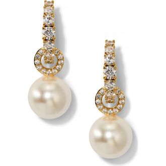 Nadri Imitation Pearl Door Knocker Drop Earrings in Gold at Nordstrom