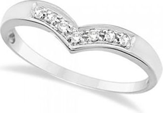 Allurez Classic Chevron V Shaped Diamond Ring 14k White Gold (0.10ct)