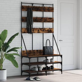 vidaXL Perchero Con Zapatero Roble Ahumado 100x40x184 Cm Vidaxl Marr&oacute;n