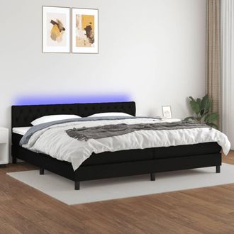 vidaXL Vidaxl - Cama Box Spring Colch&oacute;n Y Luces Led Tela Negro 200x200 Cm